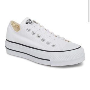 Converse low top white platform